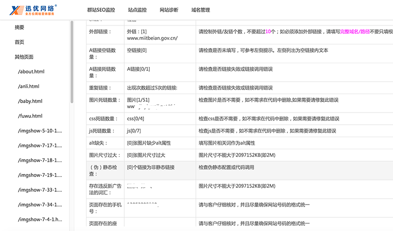 迅優(yōu)智能診斷云監(jiān)控平臺 網站診斷,網站診斷報告